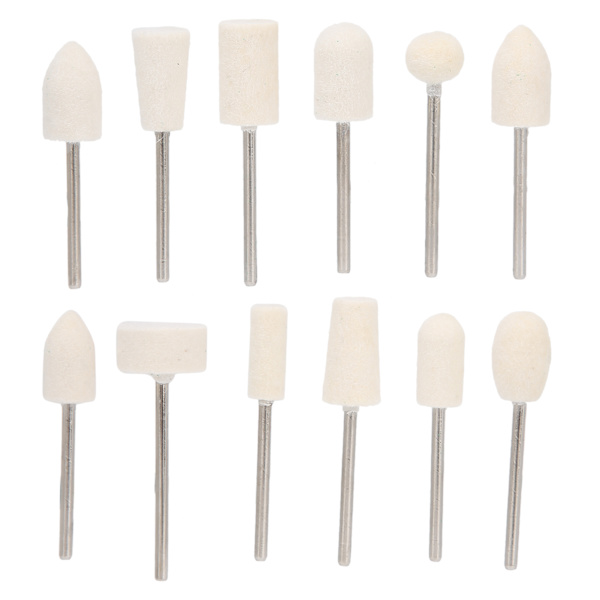 12 st Wool Felt Nagelfilnings- och Polerhuvud Bärbar Nagelfrässats Tillbehör
