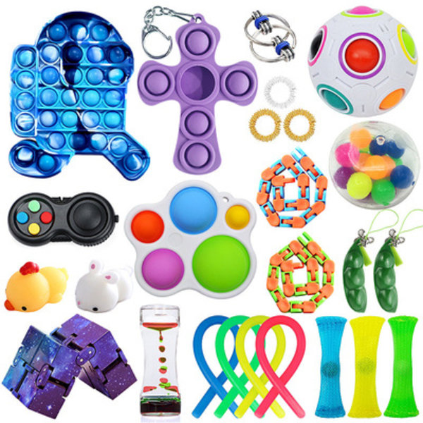25 stk. Fidget Pop it Legetøjspakke til børn og voksne