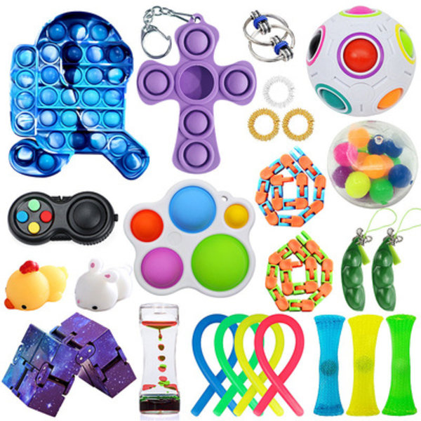 25 stk. Fidget Pop it Toys Set-pakke for barn og voksne