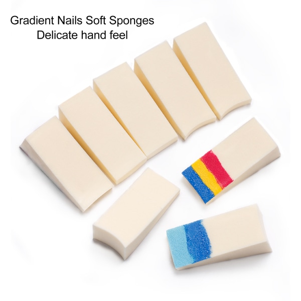 6 pakker Small Gradient Nails Myke svamper Mangefasettert tilgjengelighet Manikyr Art Tool Set