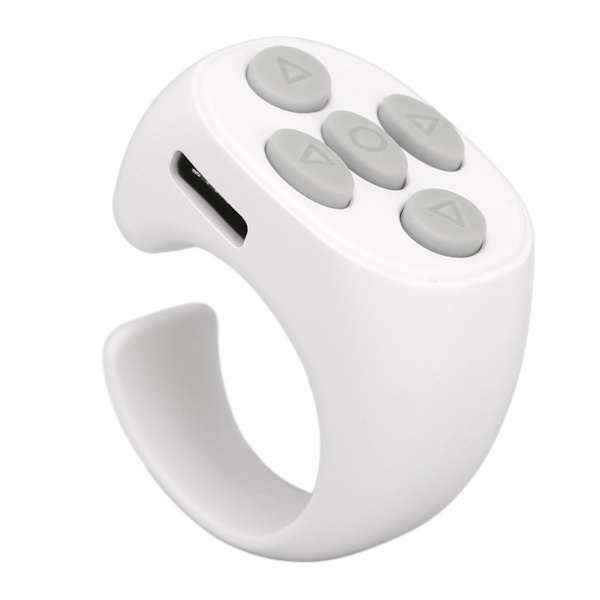 Bluetooth Fjernbetjening Multifunktionel Ring Design Trådløs Telefon Selfie Lukker til Hjem Hvid