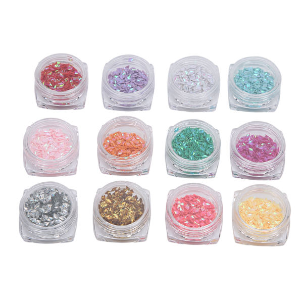 12 Färger Nagelkonstpaljetter 2,5 x 4mm Glimmande Nagelkonstdekoration Paljetter Manikyrverktyg