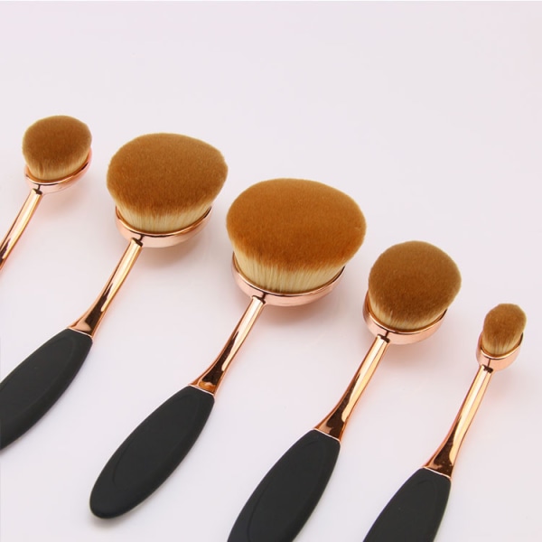 10 pcs.  Oval Makeup Brushes Black / Gold