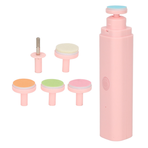 Elektrisk baby negltrimmer med mykt poleringshode, slipehode, baby neglklipper for hjemmet, rosa