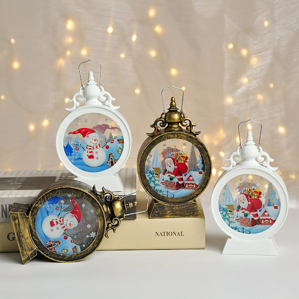 Juldekoration Stormlykta LED Retro Bärbar Lampa Julgåvor Belysning Scenlayout Prydnader C