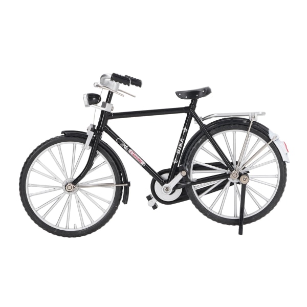 1:10 Legering Cykelmodell Vintage Miniatyrsimuleringssamling Frittstående Cykelmodell med Pump Koffert Svart
