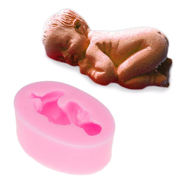 3D Sovande Bebis Silikonform Handgjord Godisform DIY Bakform för Marsipan Chokladkaka Dekoration