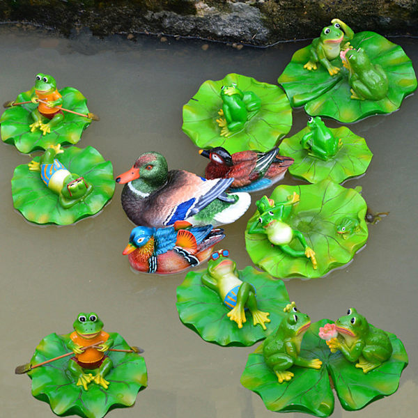 Flydende Blad Dekoration Harpiks Kunstige Blade Statue Ornament til Pool Springvand Akvarium Vand