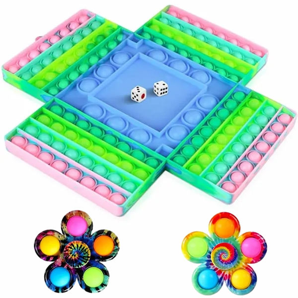 4-spelars schackbräde Pop it fidget leksaker för barn, vuxna