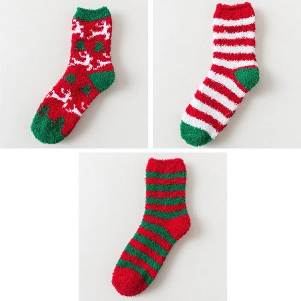 3 par vinterjulesokker i korallfløyel