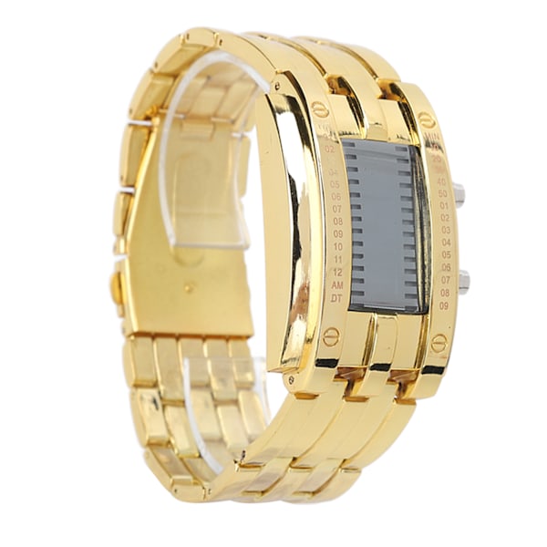 Herre-ur Mode Elegant Vandafvisende Alloy Herre-LED-ur med Binær Tid Visning (Mænds Guld)