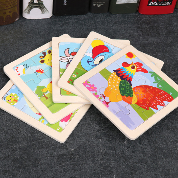 9 stykker dyrepuslespil til puslespil til 1-3-årige børns intellektuelle udviklingspuslespil 10