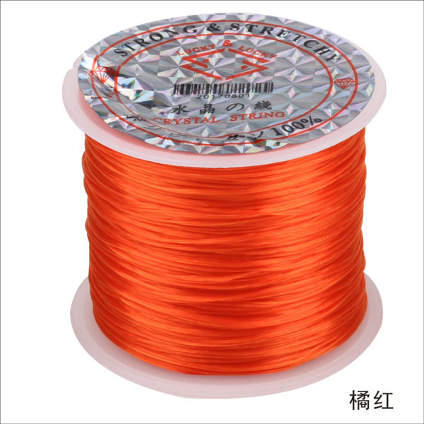 Värillinen elastinen lanka, kristallilanka, helmilanka, rannekorun lanka, -60 metrin kudottu rannekoru DIY Orange red