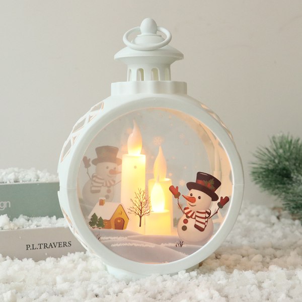 Julepynt LED Lys Rundt Hengende Lampe Bærbar Bronze Small Size-Snowman