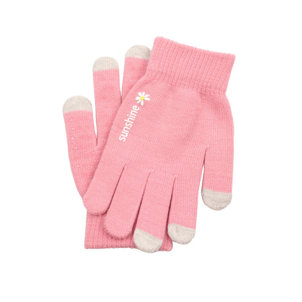 Varmfodrade touch-handskar med fleecefoder Grå/svart/rosa (onesize) Grey