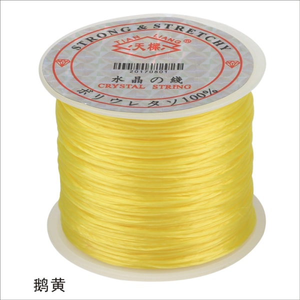 Farget elastisk tråd, krystalltråd, perletråd, armbåndstråd, -60 meter vevd armbånd DIY Goose yellow