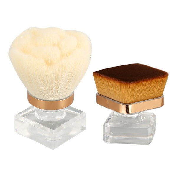 2-pack Löspuder Foundation Borst Set med Transparent Bas Syntetisk Mjuk Fluffig Blandningsborste