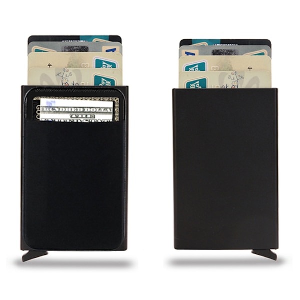 RFID Kortpung Metal Multi-lomme Kortpung Kreditkortboks Automatisk Pop Up black
