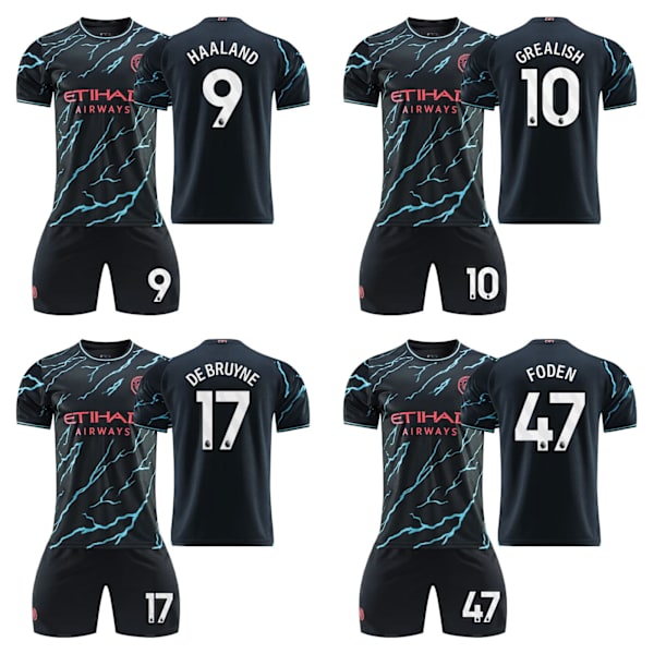 Manchester City Borta Fotbollströja Set Haaland Nummer 9 (23-24) no.26 with socks 18(100-110cm)