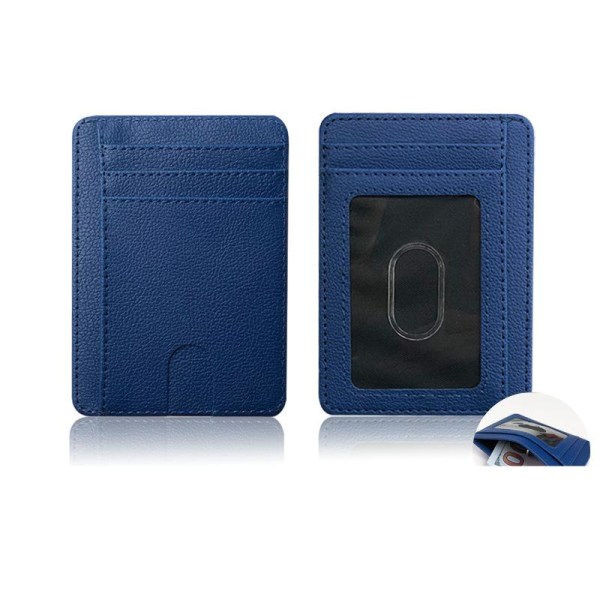 Kortholder til Mænd og Kvinder RFID Anti-Demagnetisering Beskyttende Etui Flere Kortspor PU Læder Bærbar Korttaske Dark Blue