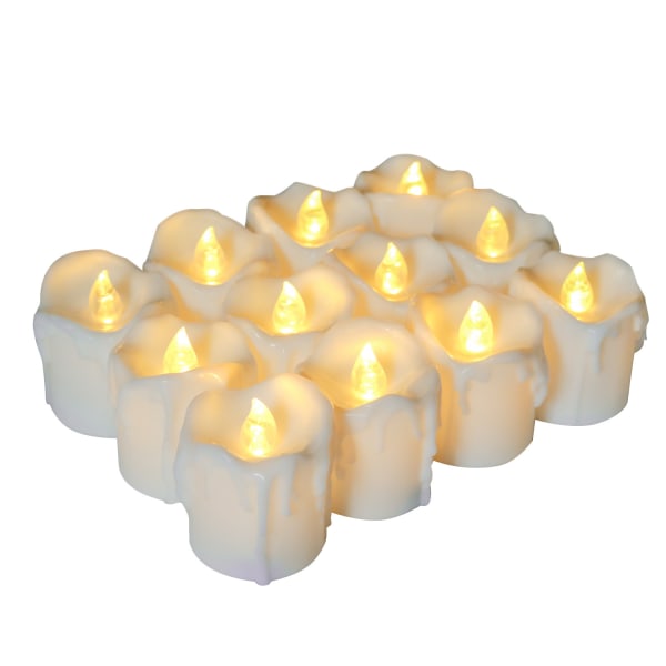 12 Pack Christmas Tealight Plastic CR2032 Battery Luminous LED Electronic Candle White 12 PCS