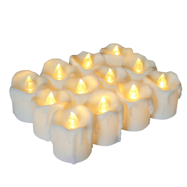 12 Pak Jule-Teelys Plast CR2032 Batteri Lysende LED Elektronisk Lys White 12 PCS