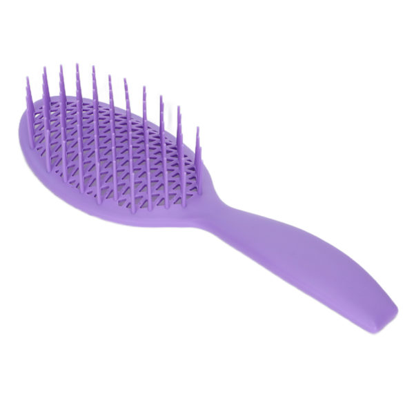 Massagekam med ihåligt design, böjd, halkfri handtag, lindrar huvudtryck, förhindrar håravfall, hårborste för hemmet och frisörsalongen, lila