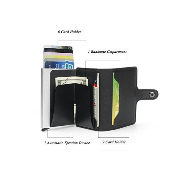 Pop Up-korthållare alumiini RFID & NFC-skyddskorthållare Svart