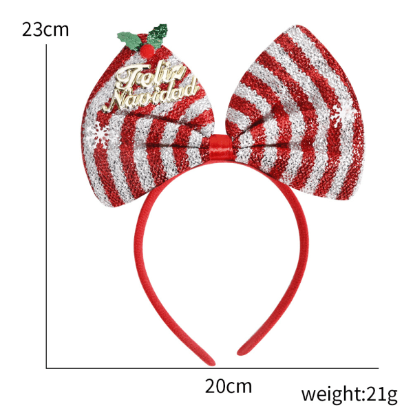 Jul Dekorativa Bowknot Pannband Regnbågsfärg Word Plate Snowflake Huvudbonad 2