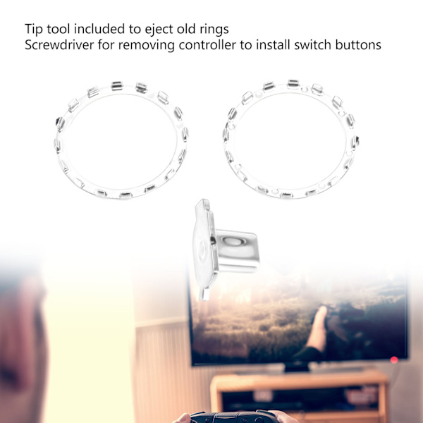 Dekorativa Accent Rings för Xbox Elite Series 2-kontroll Matte Krom Byt ut Knappar Ersättningsdelar Silver