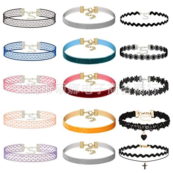 Halsband med tofsar, spetskragen, kedja för kvinnor Third piece set