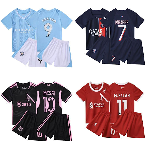 Fotbollskläder Set för Barn, Baby, Barn, Jersey Tryckt, Grundskoleelev, Fotbollsträning, Laguniform, Kindergarten 23 Paris Home 10 Size 26 (140-150cm)