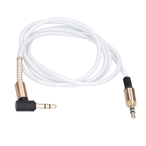 Metal 3,5 mm Han til Han Albue Stereo Hovedtelefon Bil Aux Lyd Forlængerkabel 1m/3,3ft Hvid