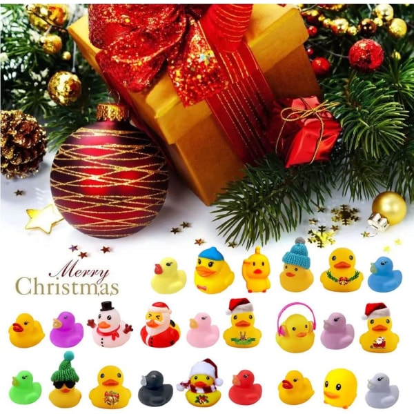 Rubber Duck Adventskalender 2023 Julkalender med 24st Ducks Toy Adventskalendrar för barn A
