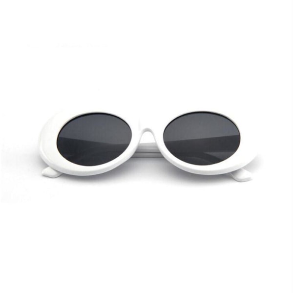 Hvide Store Runde Retro Solbriller Sort Glas
