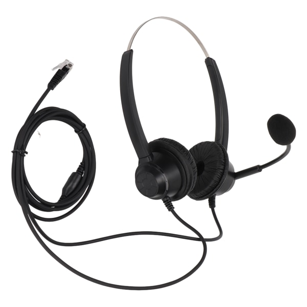 H360DRJ Binaural Telefon Hovedtelefon Sort Støjreducerende Dobbeltsidet Headset til Callcentre Online Kurser