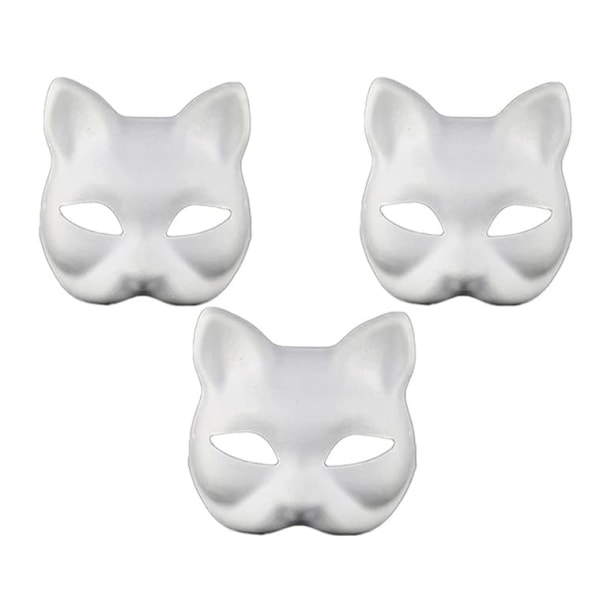 Cat Mask White Cat Mask Blank DIY Halloween Mask Animal Halvmaske Masked Ball 15PCS