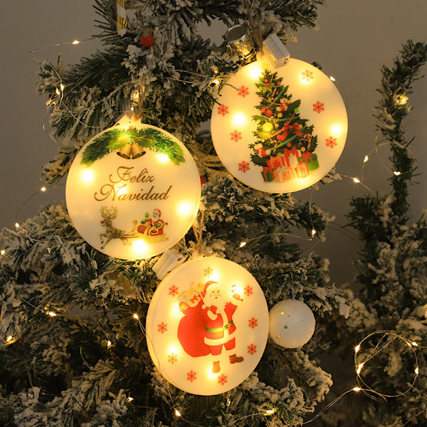 Julepynt med lysende julenisse, hengende pynt til juletreet, festlig pynt, lyskjede Warm White Reindeer 12 * 12cm