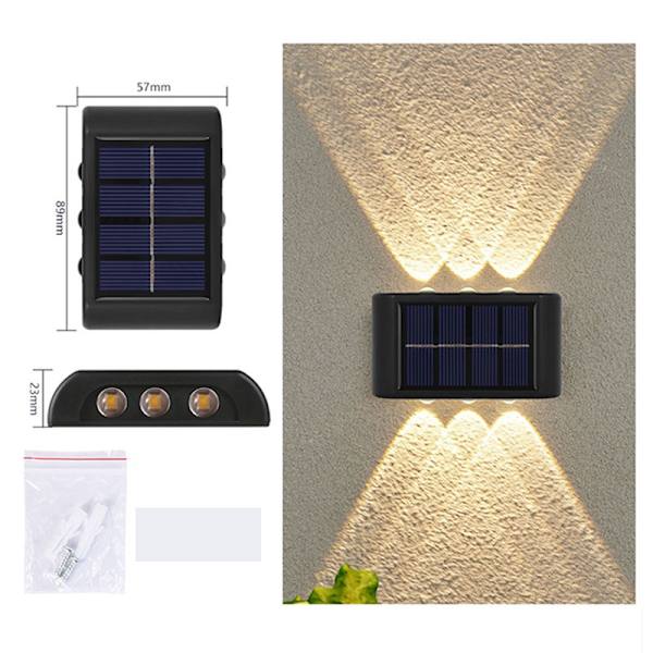 Solcelle væglampe Udendørs Vandafvisende Belysning 6LED Varmt Lys