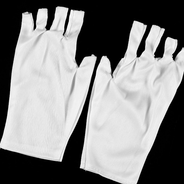 UV-skyddande Handske Stretchig Fingerlös Stickad Vit Professionella Skyddshandskar för Manikyr Kort