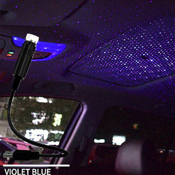 USB LED Bil Interiör Tak Star Night Light Lampa Blue+Purple