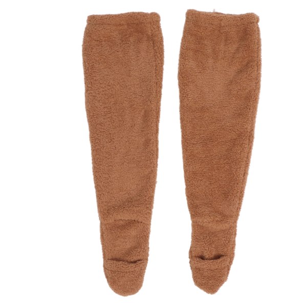 Overknees Fuzzy Sokker Vinter Hjem Sove Myke Tykke Pustende Plysj Strømper Beinsvarmer Brun