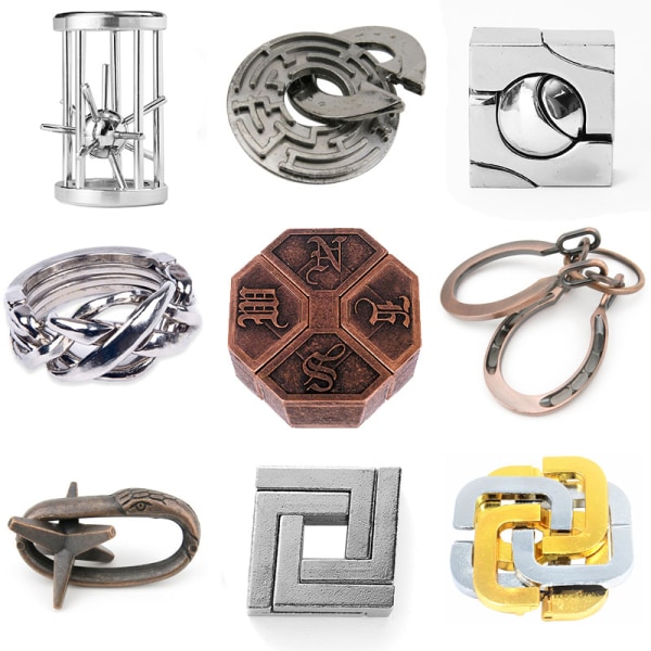 Zink-legering Opluknings-Burr-Puslespil Magisk Legering Uddannelsesmæssige Legetøj Streng Puslespil Intellektuel Looping-off Spænde Alloy-Grenade