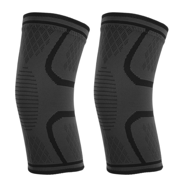 2 st Nylon Knäskydd för Utomhussporter Stickad Sommar Anti-Halk Andningsbar Elastisk Knäskydd Tränings Skydd (L)