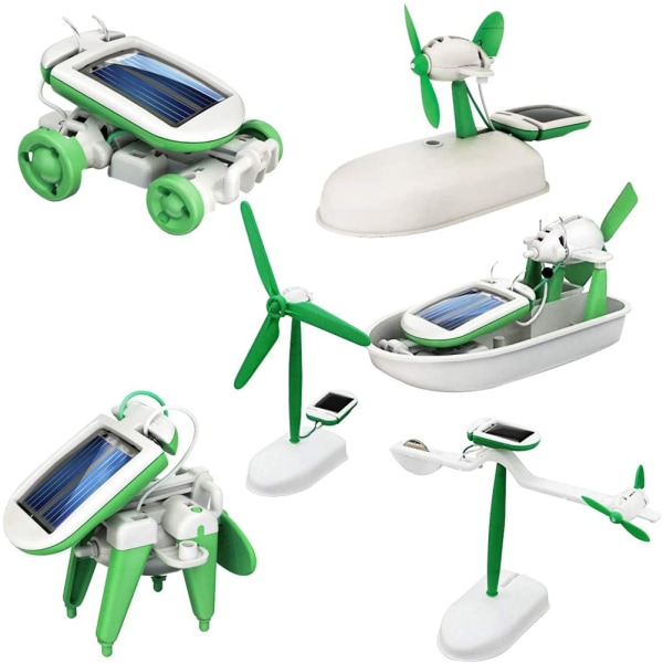 6-i-1 DIY Utbildningslärande Solrobot Sats Barnleksaker Present Självmonterad Solenergi Vetenskapssats
