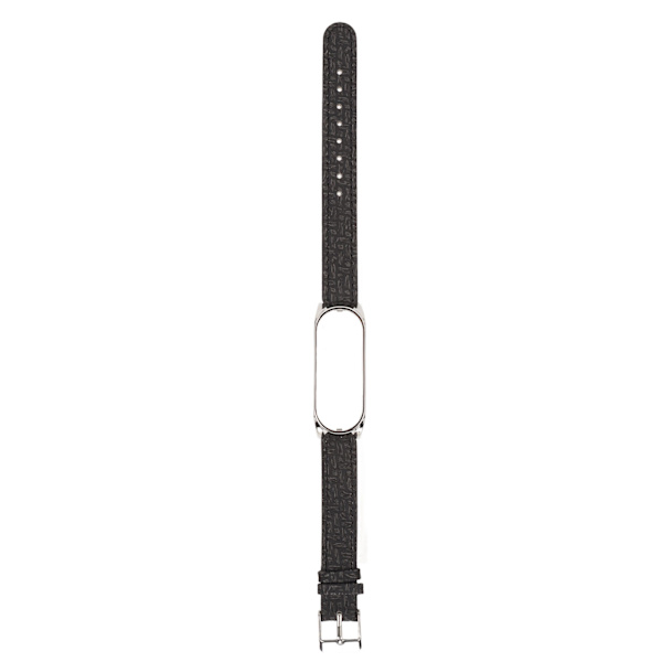 Läderarmband för klocka Snabbkoppling Läderarmband Flätad mönster Armband med metallspänne för Xiaomi Mi Band 6 (Svart Silver)