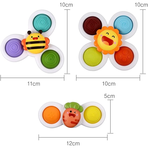 3 stk sugekop roterende legetøj børns badeværelse legetøj roterende gyroskop style 2