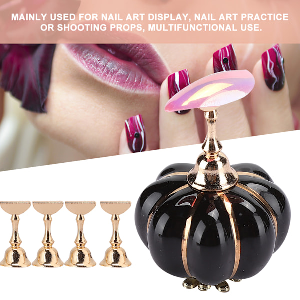 Professionel Neglekunst Display Stativ Magnetisk Manicure Øvelsestips Holder Værktøj Sort