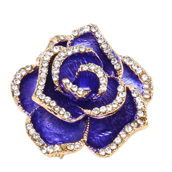 Elegant Blomst Brosche Nål Rhinestone Petal Tøj Tilbehør Blomst Brosche Nål Blålig Lilla