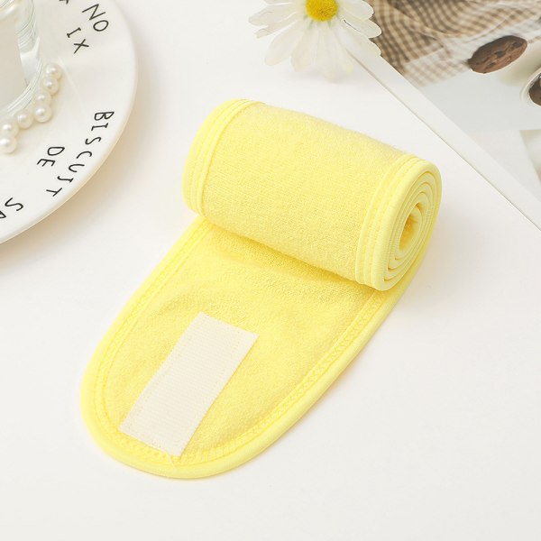 Huvudband för damer med kardborreband, sport, yoga, dubbellager, ansiktsrengöring, smink Yellow Average Size